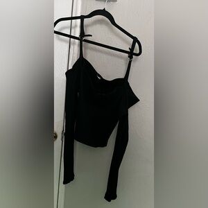 Fashion Nova Black Off-Shoulder Crop Top